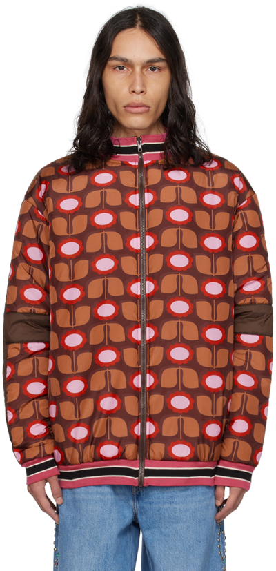 Shop Anna Sui Ssense Exclusive Brown Puffer Jacket In Caramel Multi O