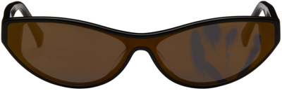 Shop A Better Feeling Black Katsu Edition Kat02 Sunglasses In Black/single Yellow