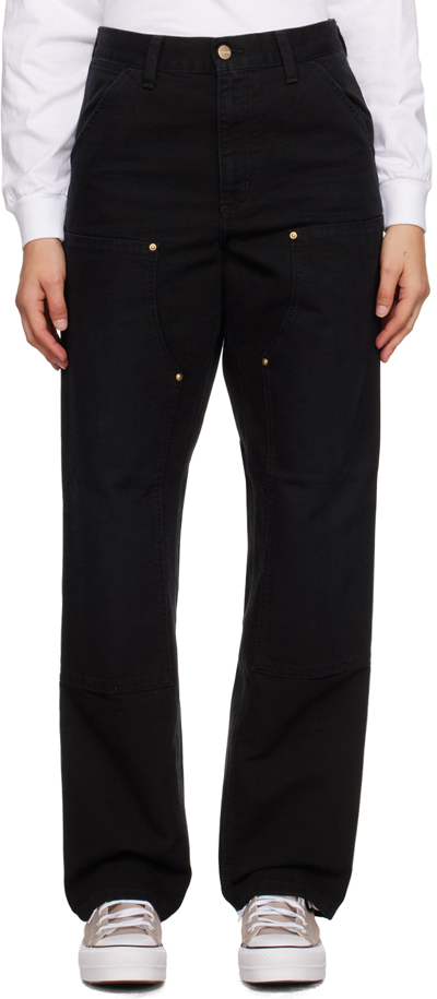 Carhartt Double Knee Pant In Black Aged Canvas