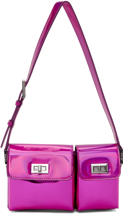By Far Baby Billy Iridescent Lac Shoulder Bag In Fch Fuchsia