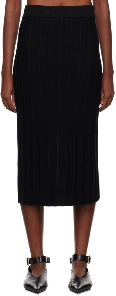Max Mara Black Melk Midi Skirt In 009 Black