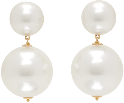 Shop Numbering White & Gold Pearl #9122 Drop Earrings