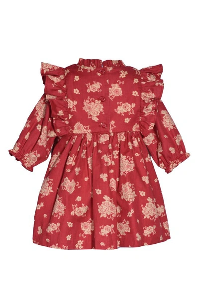 Shop Iris & Ivy Kids' Floral Smocked Bodice Dress In Red