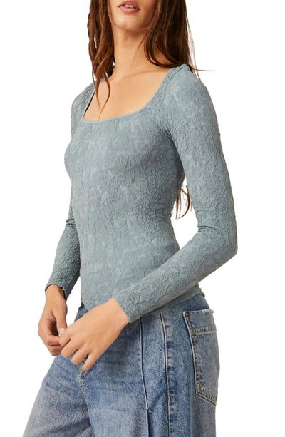 Shop Free People Have It All Square Neck Knit Top In Storm Water