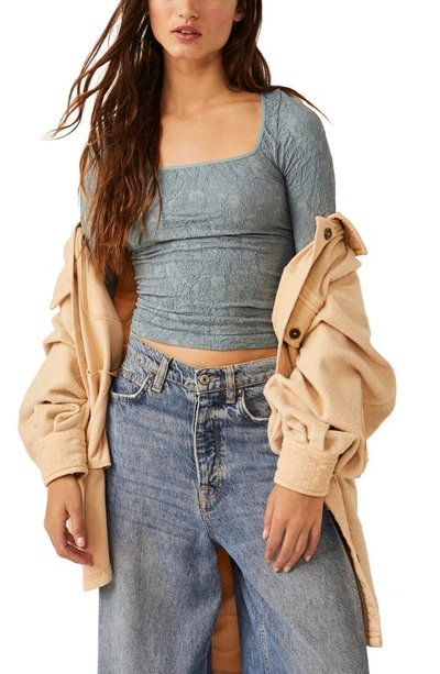 Shop Free People Have It All Square Neck Knit Top In Storm Water