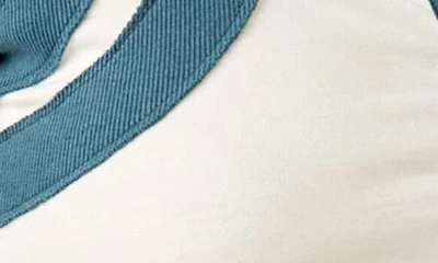 Free People Wednesday Accent Stripe Long Sleeve Stretch Cotton Polo In Ivory Combo