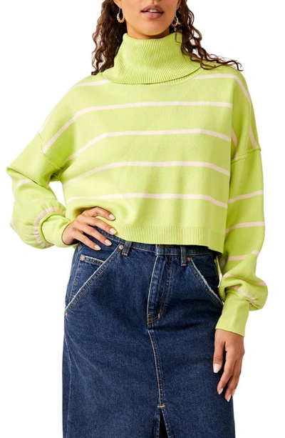 Shop Free People Paulie Stripe Turtleneck Sweater In Lemonade Combo