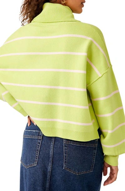 Shop Free People Paulie Stripe Turtleneck Sweater In Lemonade Combo