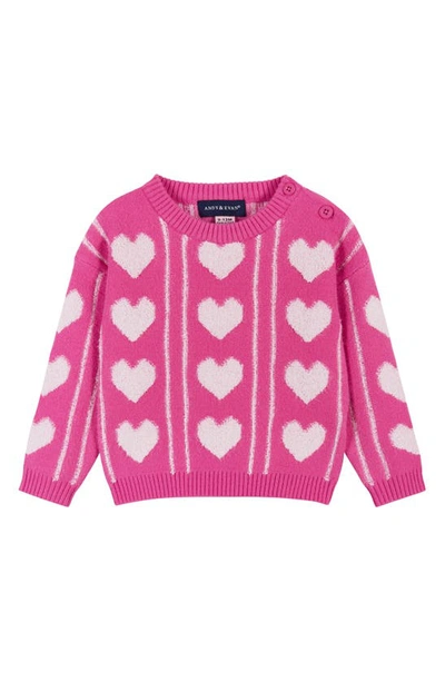 Shop Andy & Evan Heart Chenille Sweater & Leggings Set In Heart Pink