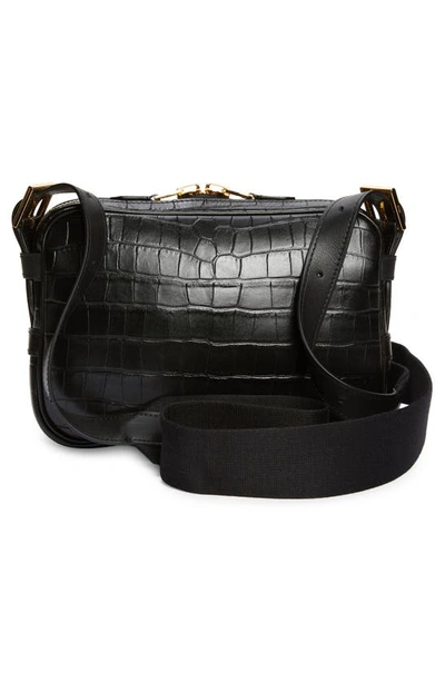 Shop Tom Ford Croc Embossed Leather Crossbody Bag In Black