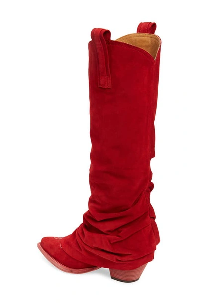 Shop R13 Leather Sleeve Cowboy Boot In Red Suede