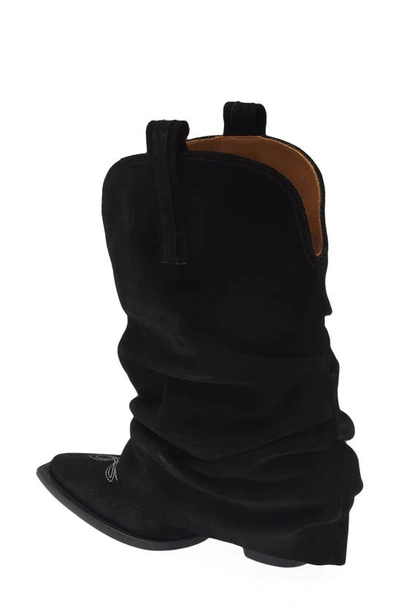 Shop R13 Leather Sleeve Cowboy Boot In Black Suede