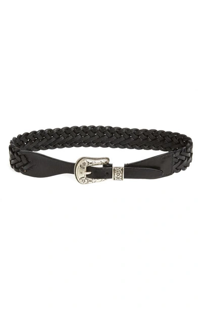 Shop Golden Goose Floral Embossed Stud Leather Belt In Black