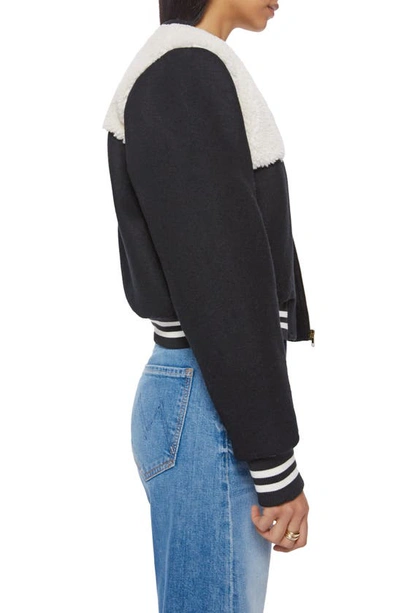 Shop Mother Vested Faux Fur Crop Varsity Bomber Jacket In Counting Sheep