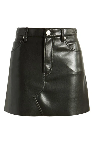 Shop Frame Le High & Tight Recycled Leather Blend Skirt In Noir