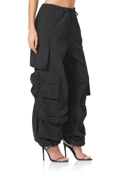 Shop Afrm Etienne Parachute Cargo Pants In Noir