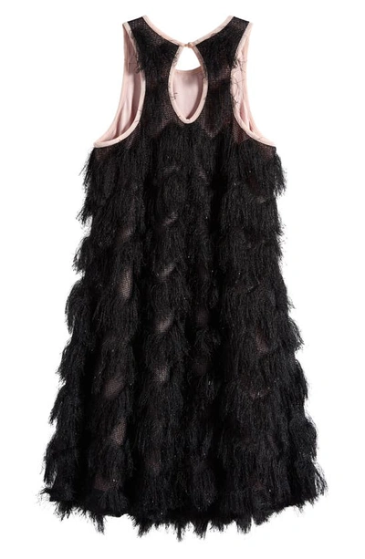 Shop Ava & Yelly Kids' Eyelash Fringe Swing Dress In Black