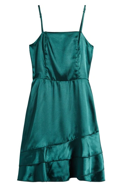 Ava & Yelly Kids' Ruffle Satin Dress In Hunter