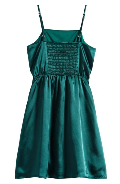 Ava & Yelly Kids' Ruffle Satin Dress In Hunter