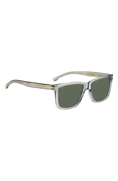 Shop Hugo Boss 55mm Square Sunglasses In Grey/ Green