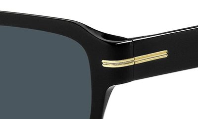 Shop Hugo Boss 53mm Rectangular Sunglasses In Black/ Blue Antireflex