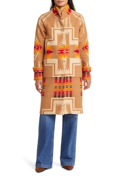 Shop Pendleton 1930s Archive Coat In Tan Harding Jacquard