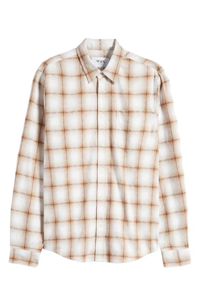 Shop Wax London Shelly Plaid Flannel Button-up Shirt In Ecru/ Brown