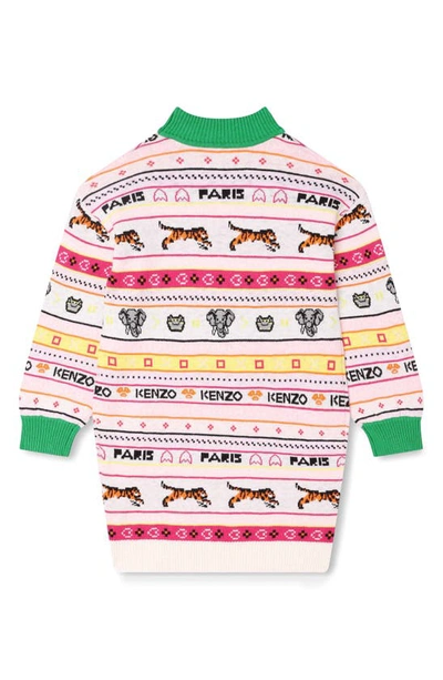 Shop Kenzo Kids' Jungle Games Mock Neck Sweater Dress In Ivory