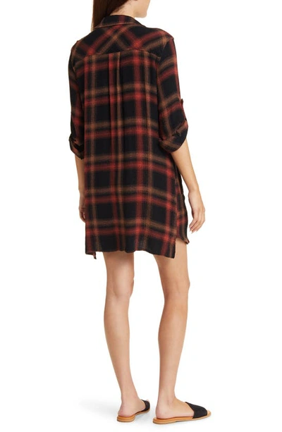 Bella Dahl Plaid Shirtdress In Golden Rust Plaid