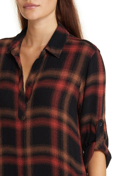 Bella Dahl Plaid Shirtdress In Golden Rust Plaid