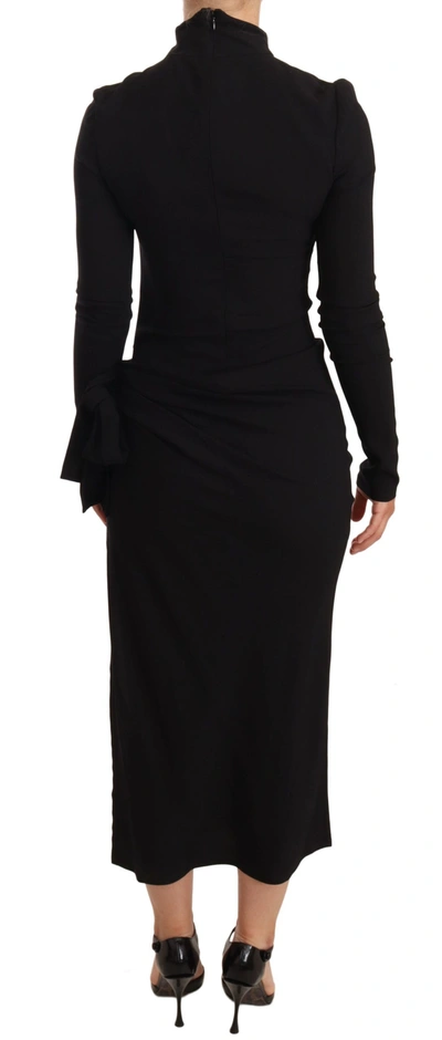 Shop Dolce & Gabbana Black Stretch Turtleneck Sheath Midi Women's Dress