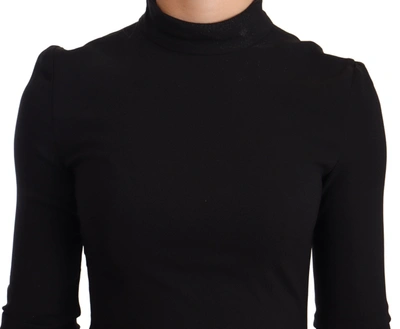 Shop Dolce & Gabbana Black Stretch Turtleneck Sheath Midi Women's Dress