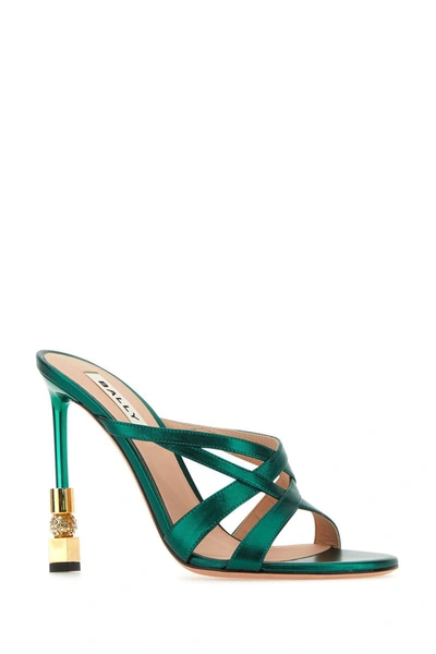 Bally Strapped Heel Sandals In Deepemerald50
