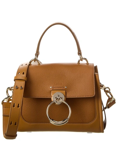 Shop Chloé Tess Day Mini Leather Shoulder Bag In Beige