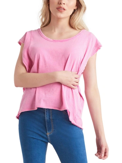 Shop Black Tape Petites Womens Pull Over Boatneck Blouse In Pink