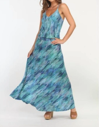 Shop Veronica M Drop Waist Maxi Dress In Myles In Blue