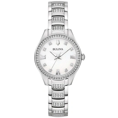Shop Bulova Women's Crystal Silver Dial Watch