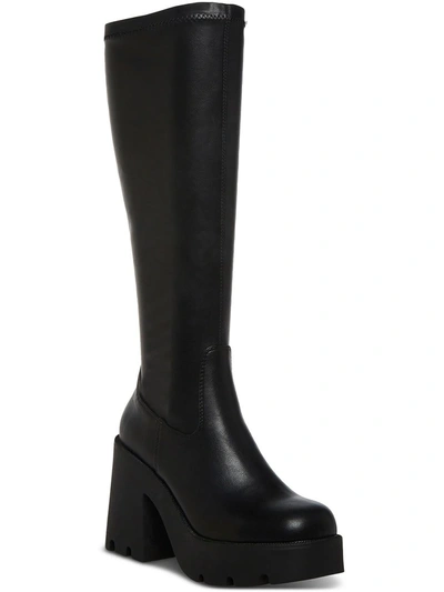 Shop Madden Girl Theresa Womens Faux Leather Block Heel Knee-high Boots In Black