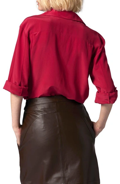Shop Equipment Mathilda Silk Ruffle Blouse In Persian Red