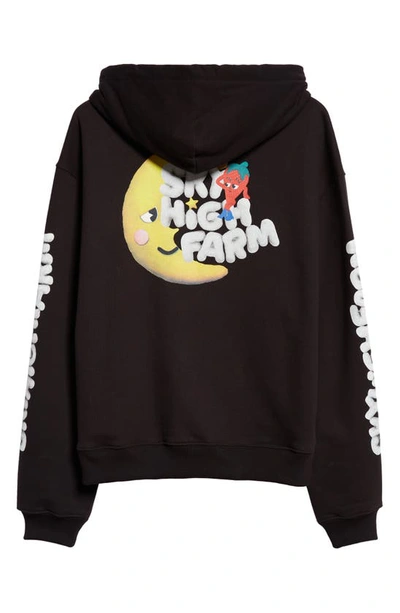 Shop Sky High Farm Workwear Gender Inclusive Perennial Shana Logo Organic Cotton Blend Graphic Hoodie In Black