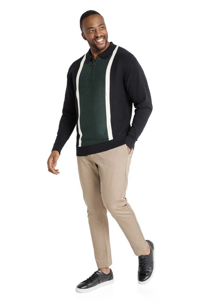 Shop Johnny Bigg Braxton Colorblock Long Sleeve Quarter Zip Polo Sweater In Black