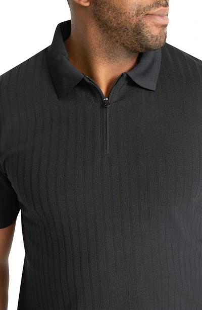 Shop Johnny Bigg Page Quarter Zip Rib Polo Sweater In Black