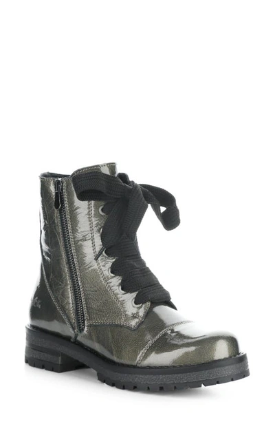 Shop Bos. & Co. Paulie Waterproof Lace-up Bootie In Pewter Mascara Patent