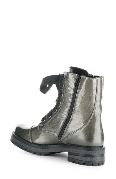 Shop Bos. & Co. Paulie Waterproof Lace-up Bootie In Pewter Mascara Patent