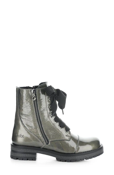 Shop Bos. & Co. Paulie Waterproof Lace-up Bootie In Pewter Mascara Patent