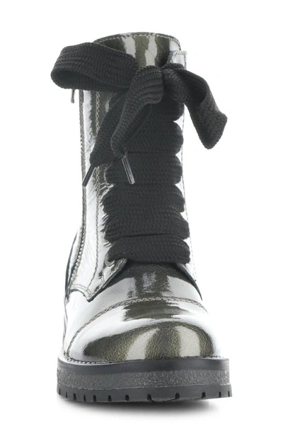 Shop Bos. & Co. Paulie Waterproof Lace-up Bootie In Pewter Mascara Patent