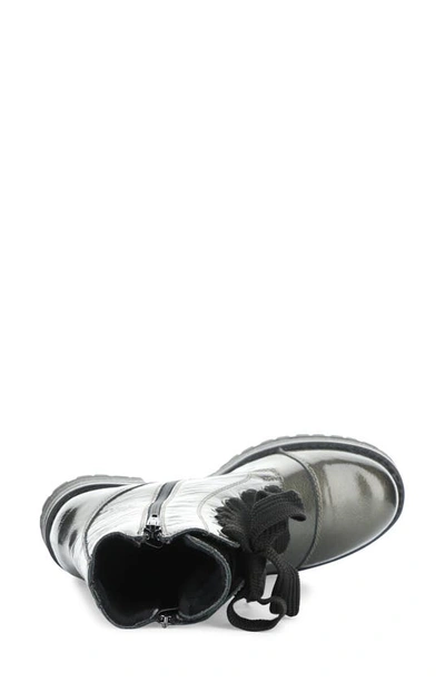 Bos. & Co. Paulie Waterproof Lace-up Bootie In Pewter Mascara Patent