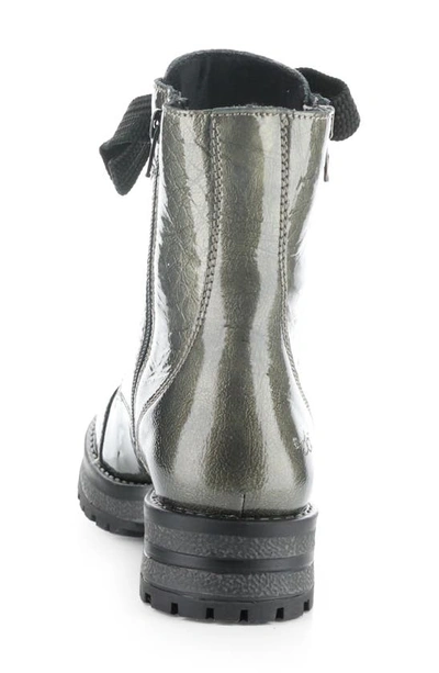 Shop Bos. & Co. Paulie Waterproof Lace-up Bootie In Pewter Mascara Patent