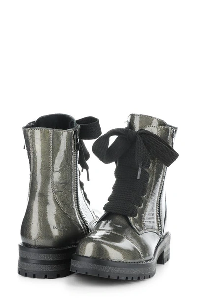 Shop Bos. & Co. Paulie Waterproof Lace-up Bootie In Pewter Mascara Patent