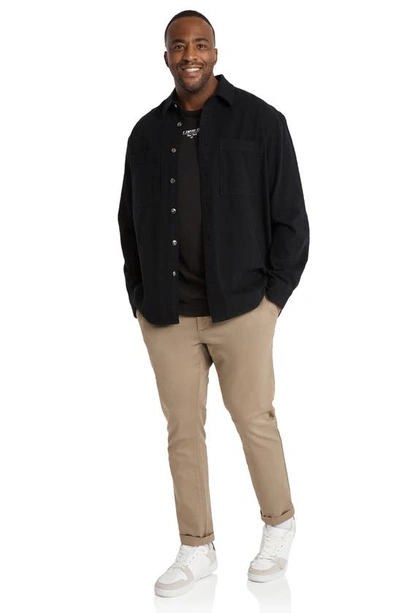 Shop Johnny Bigg Kendrick Oversize Cotton Twill Overshirt In Black